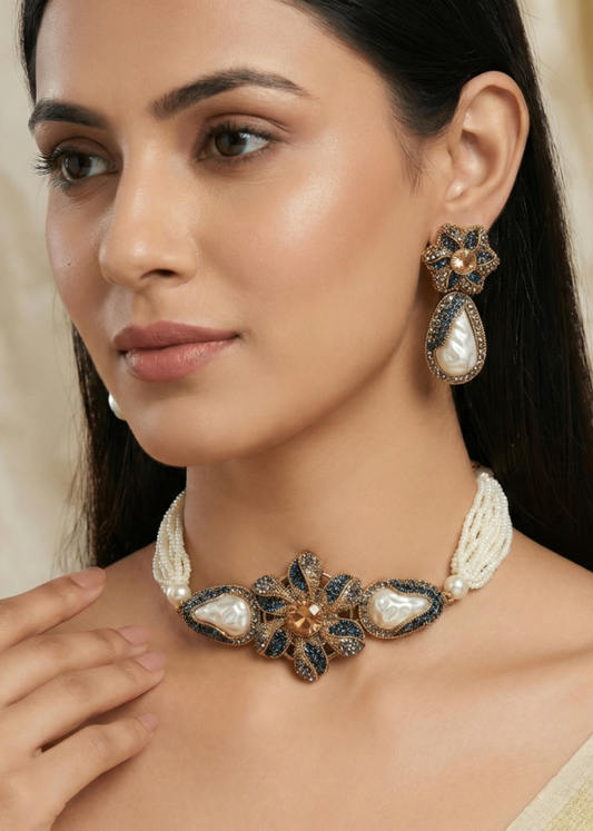 Hira Elegance Choker Set by Zarosh Jewel