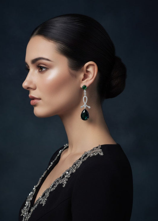 Lutf-e-Naz Drop Earrings by Zarosh Jewel