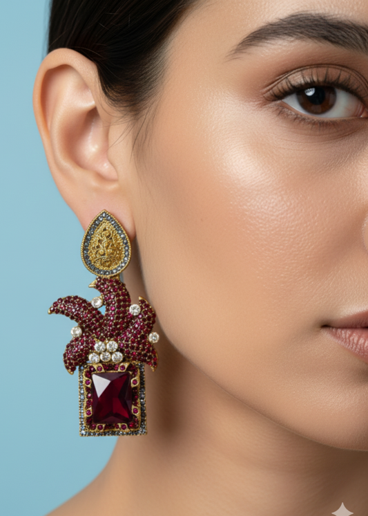 Maharaja Dangle Earrings by Zarosh Jewel