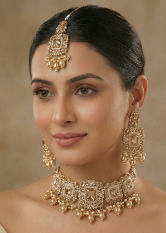 Royal Pearl Choker Set by Zarosh Jewel