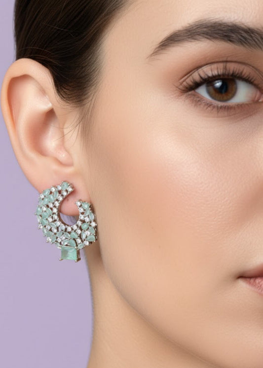 Serene Cluster Hoop Earrings by Zarosh Jewel
