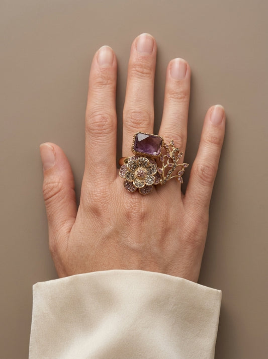 Tehmina Floral Ring by Zarosh Jewel