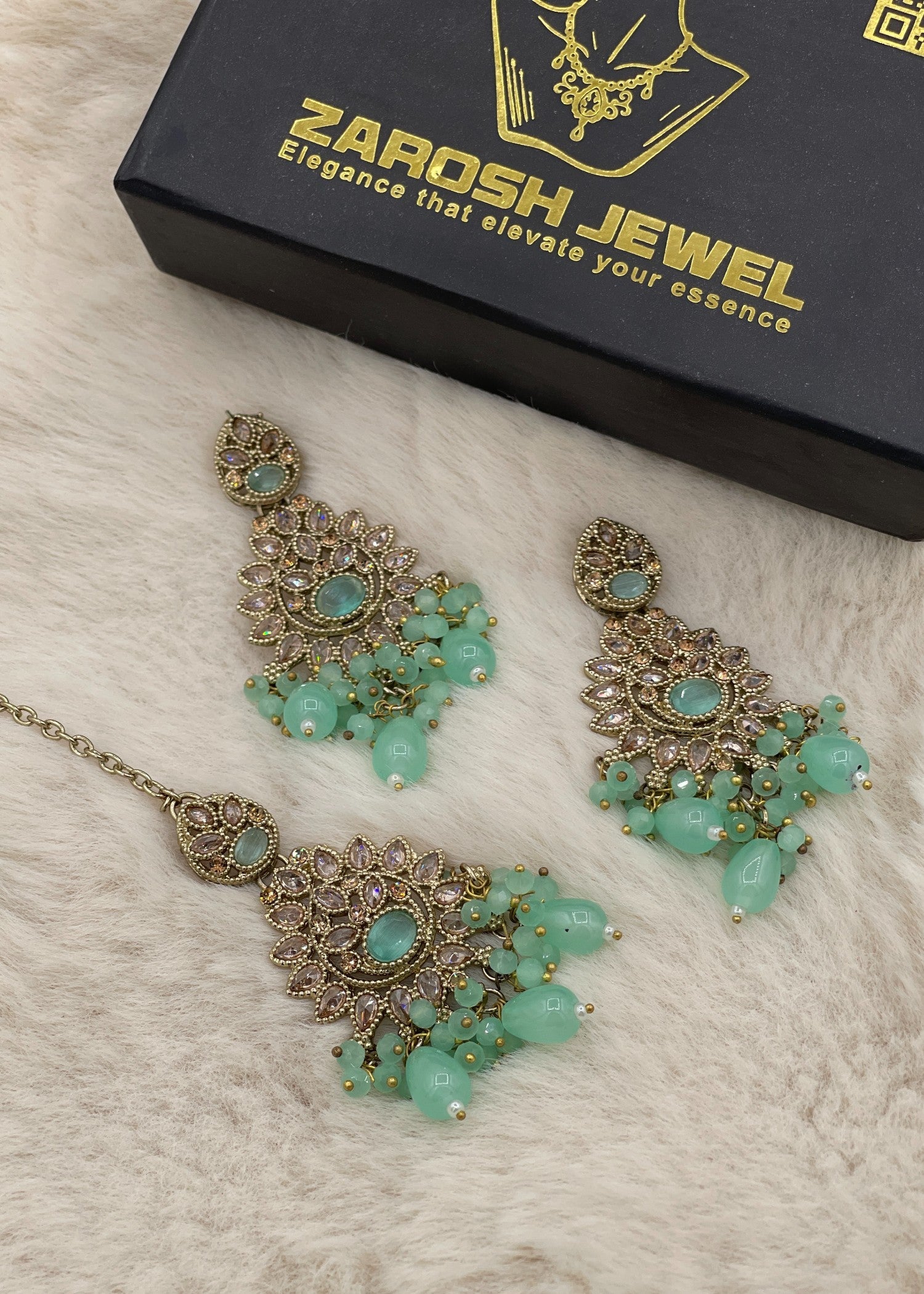 Zeba Kundan Earring & Tikka | ZAROSH JEWEL