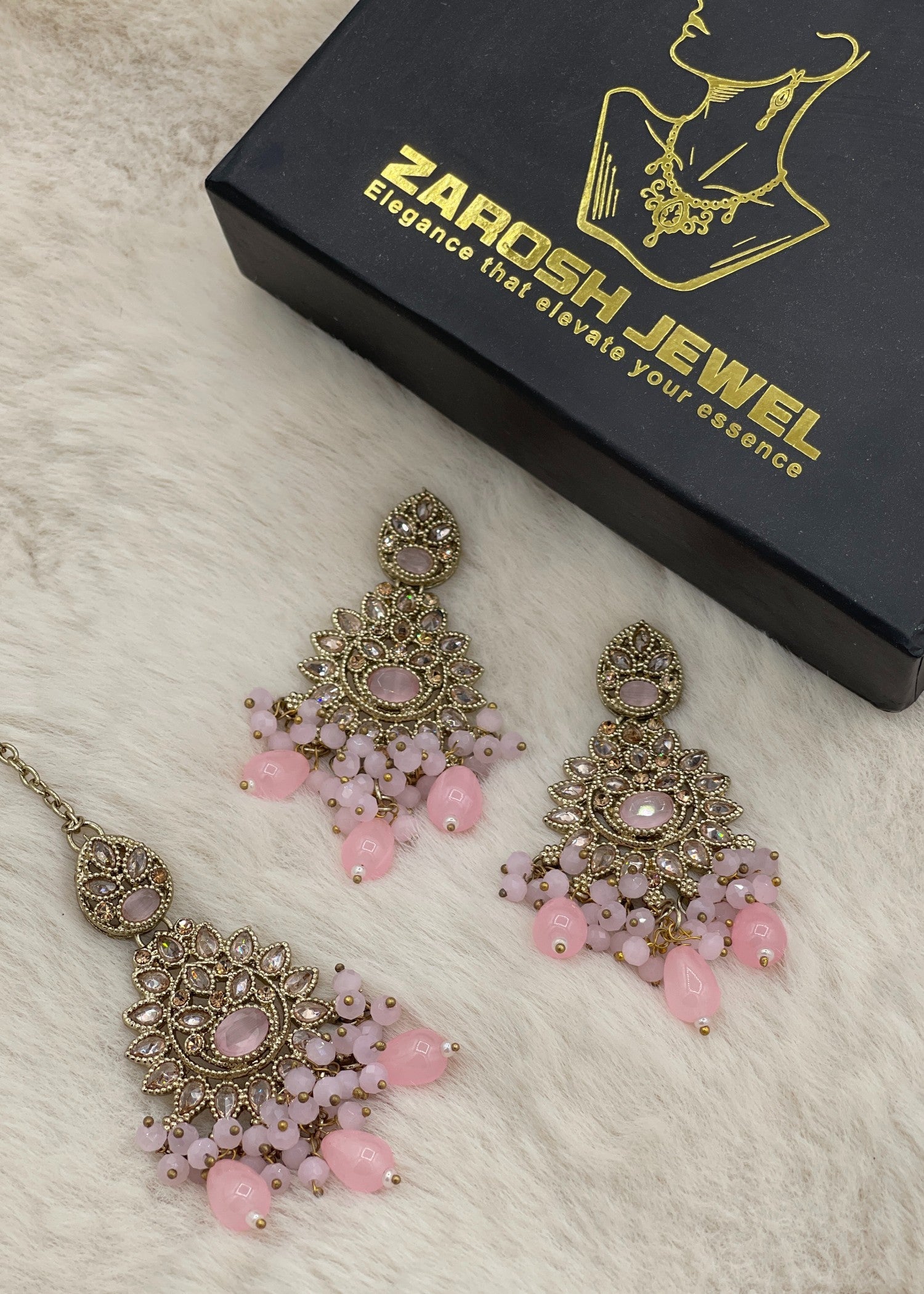 Zeba Kundan Earring & Tikka | ZAROSH JEWEL
