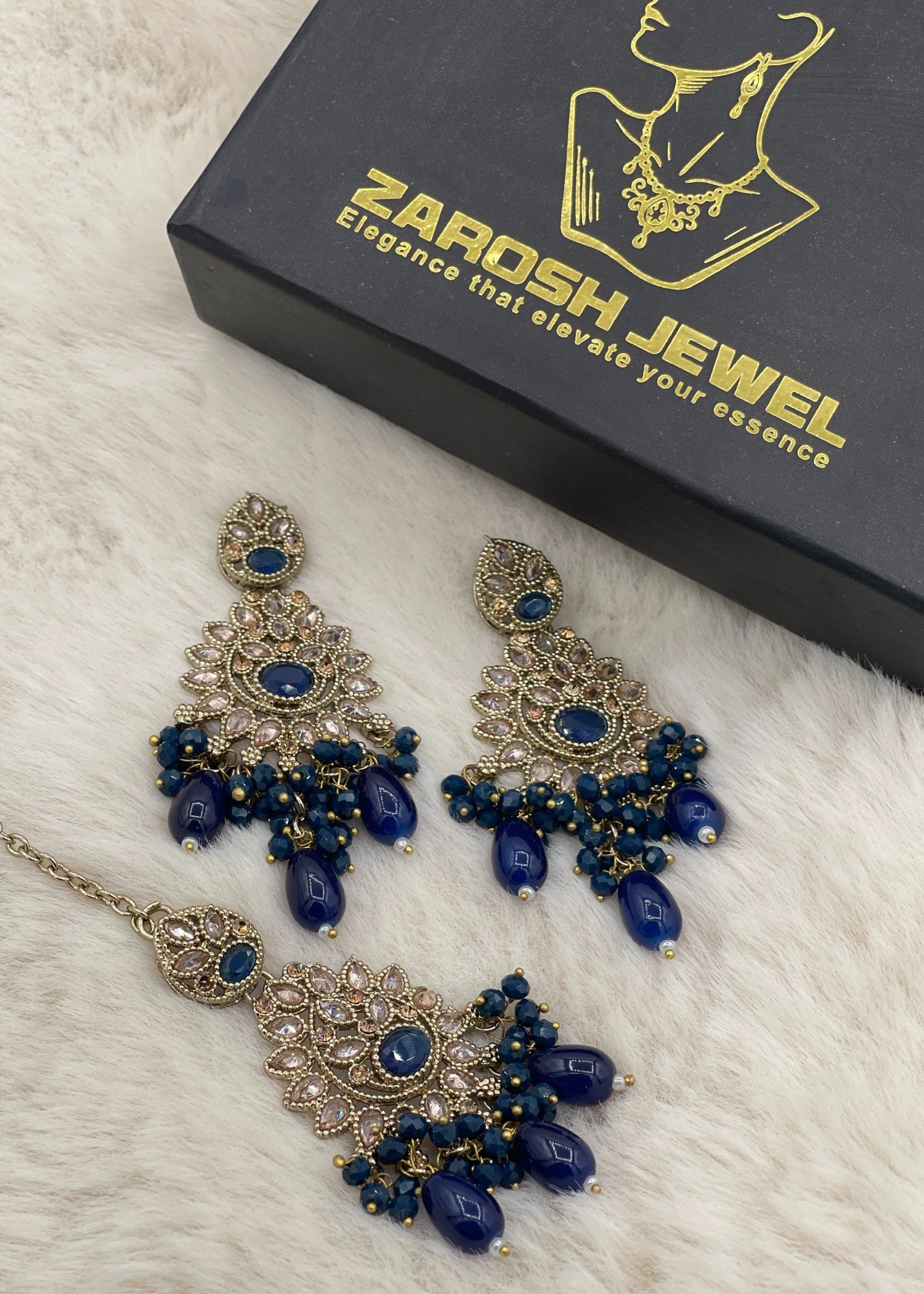 Zeba Kundan Earring & Tikka | ZAROSH JEWEL