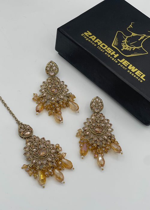 Zeba Kundan Earring & Tikka | ZAROSH JEWEL