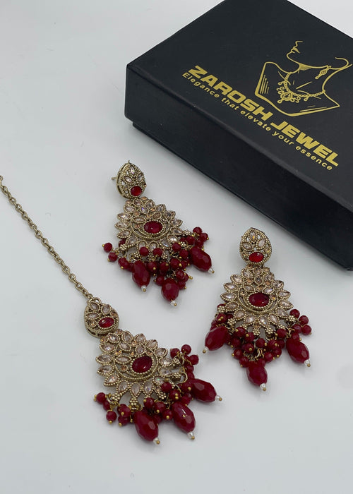 Zeba Kundan Earring & Tikka | ZAROSH JEWEL