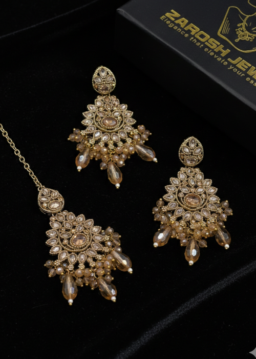 Zeba Kundan Earring & Tikka | ZAROSH JEWEL