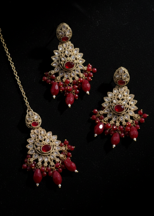 Zeba Kundan Earring & Tikka | ZAROSH JEWEL