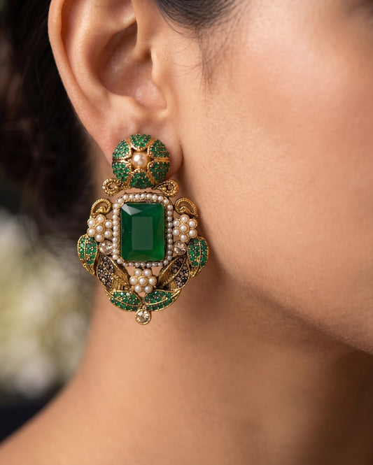 Jamiya Traditional Jhumka - Green