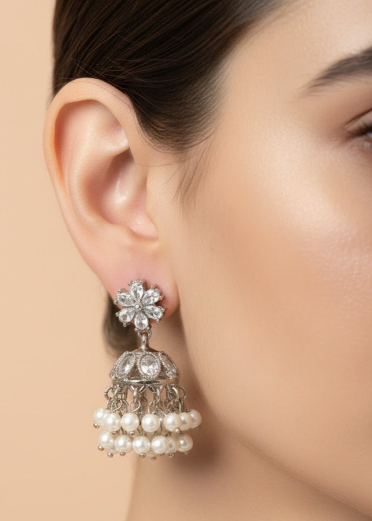 Shop the Aarzoo Pearl Mini Jhumka from Zarosh Jewel