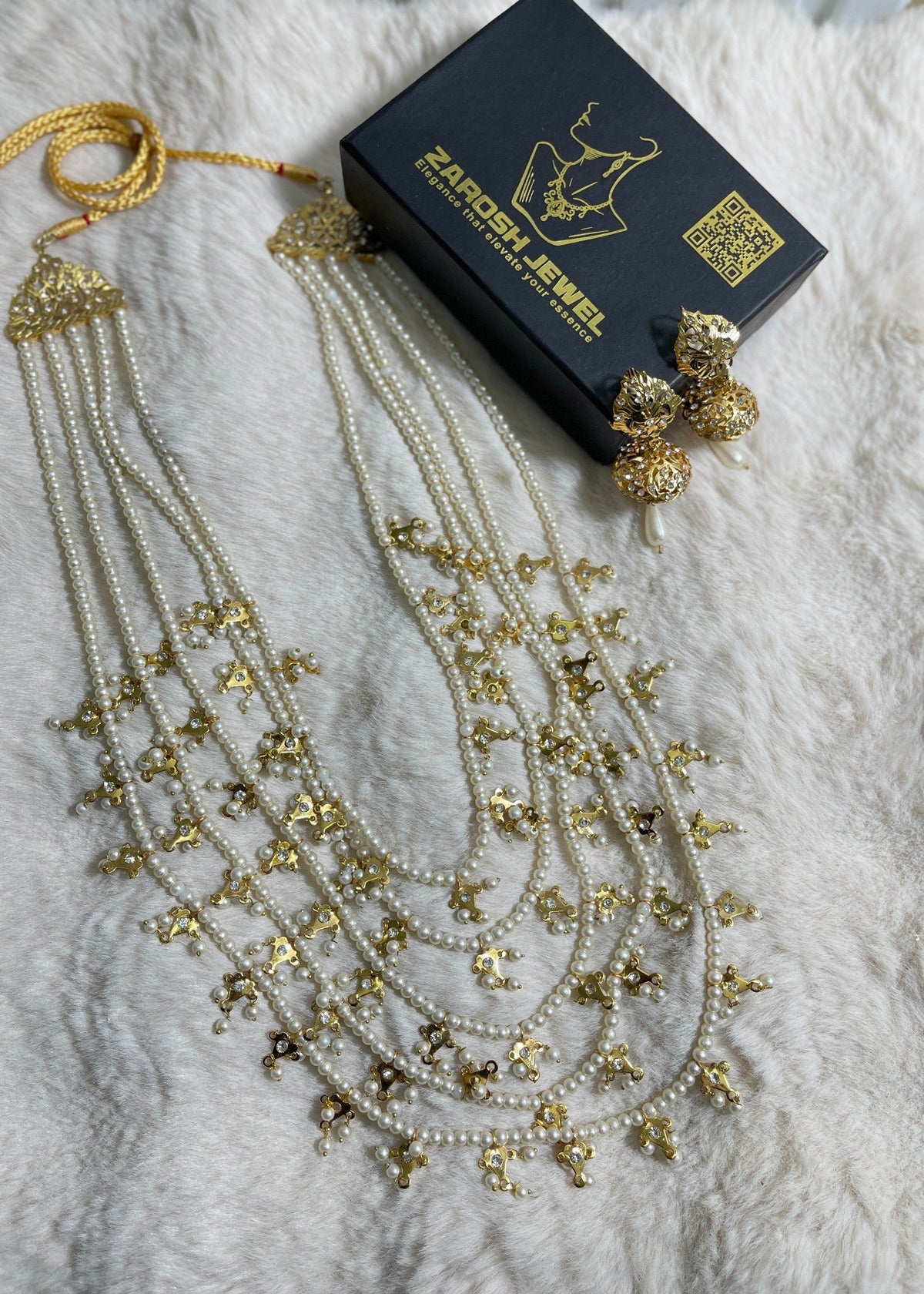 Shop the Abadi Mala & Drop Earring Set from Zarosh Jewel