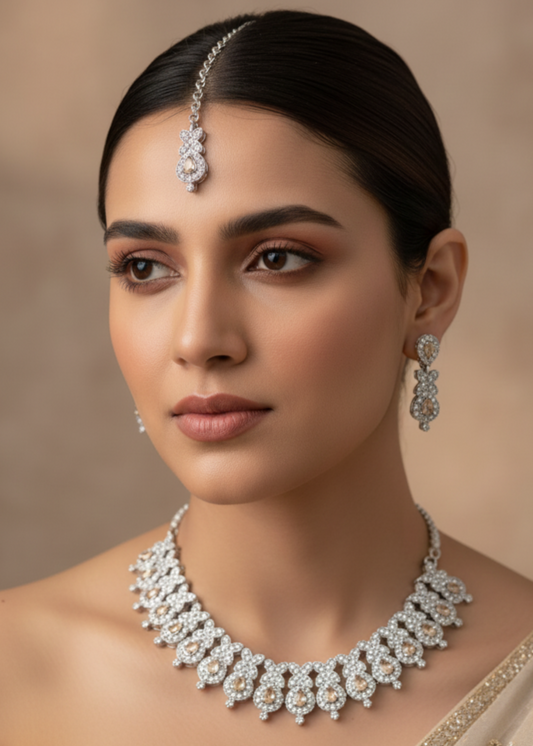 Abeera Zircon Necklace by Zarosh Jewel