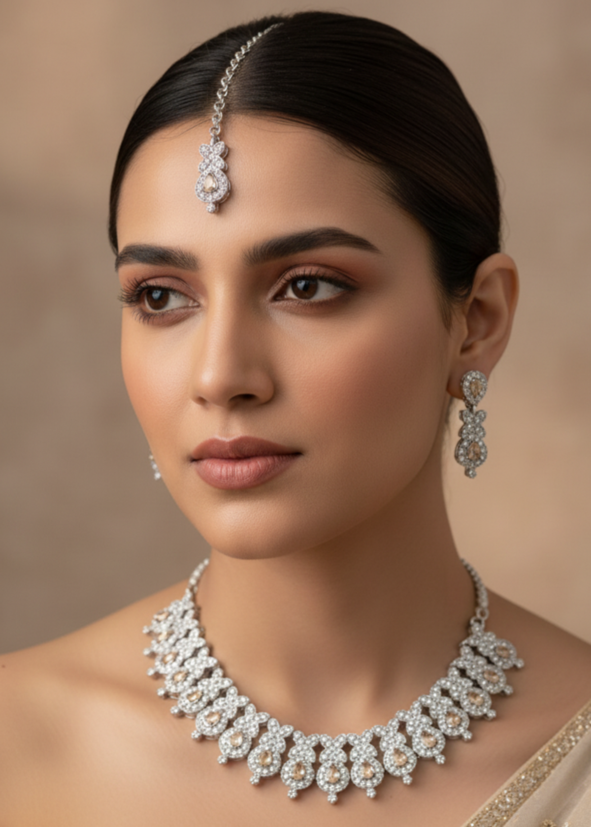 Abeera Zircon Necklace by Zarosh Jewel