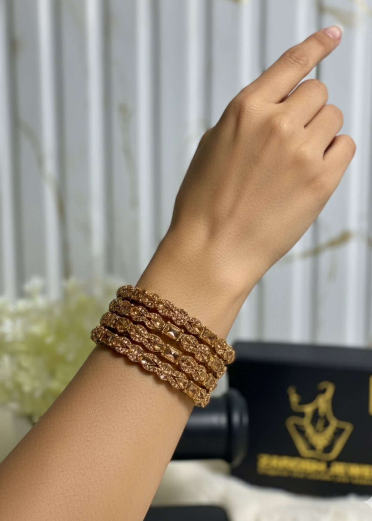 Shop the Afreen Pave Bangles from Zarosh Jewel