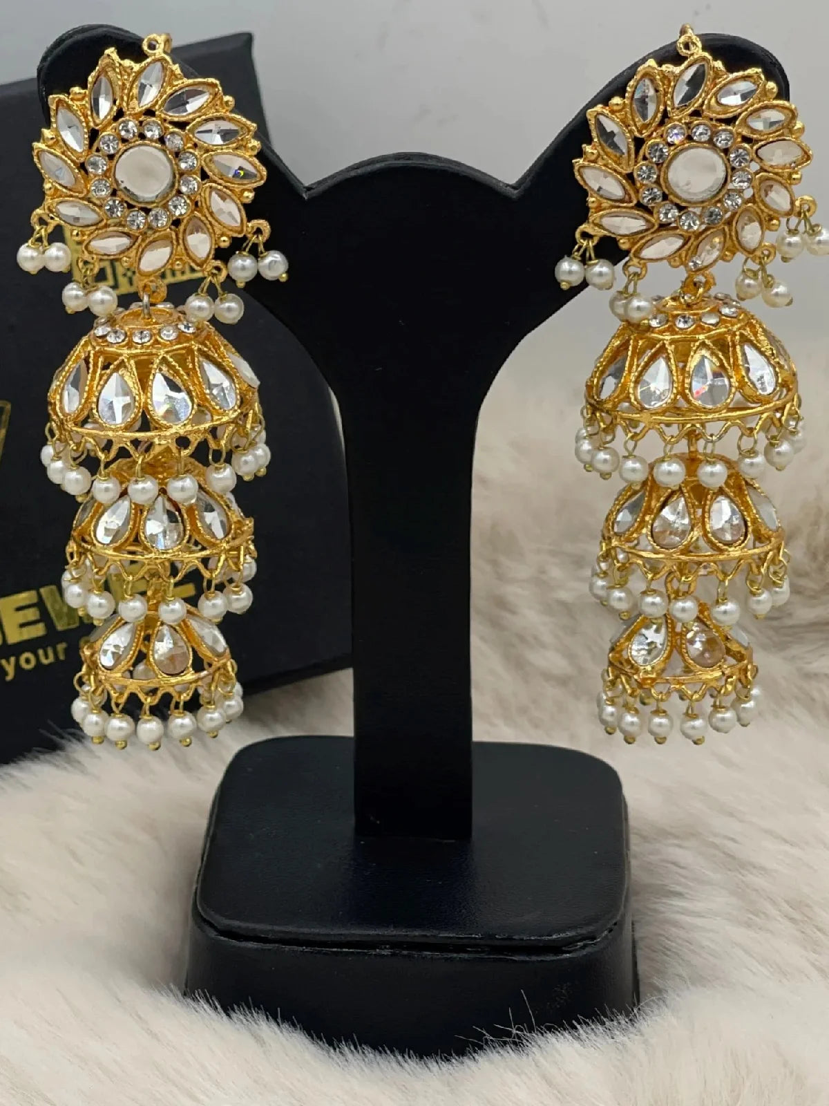 Afreen Triple-Tiered Royal Jhumkas