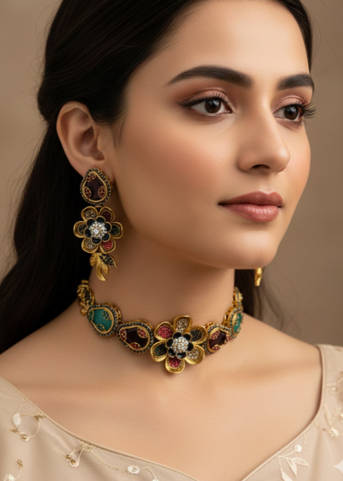 Shop the Amara Floral Choker from Zarosh Jewel
