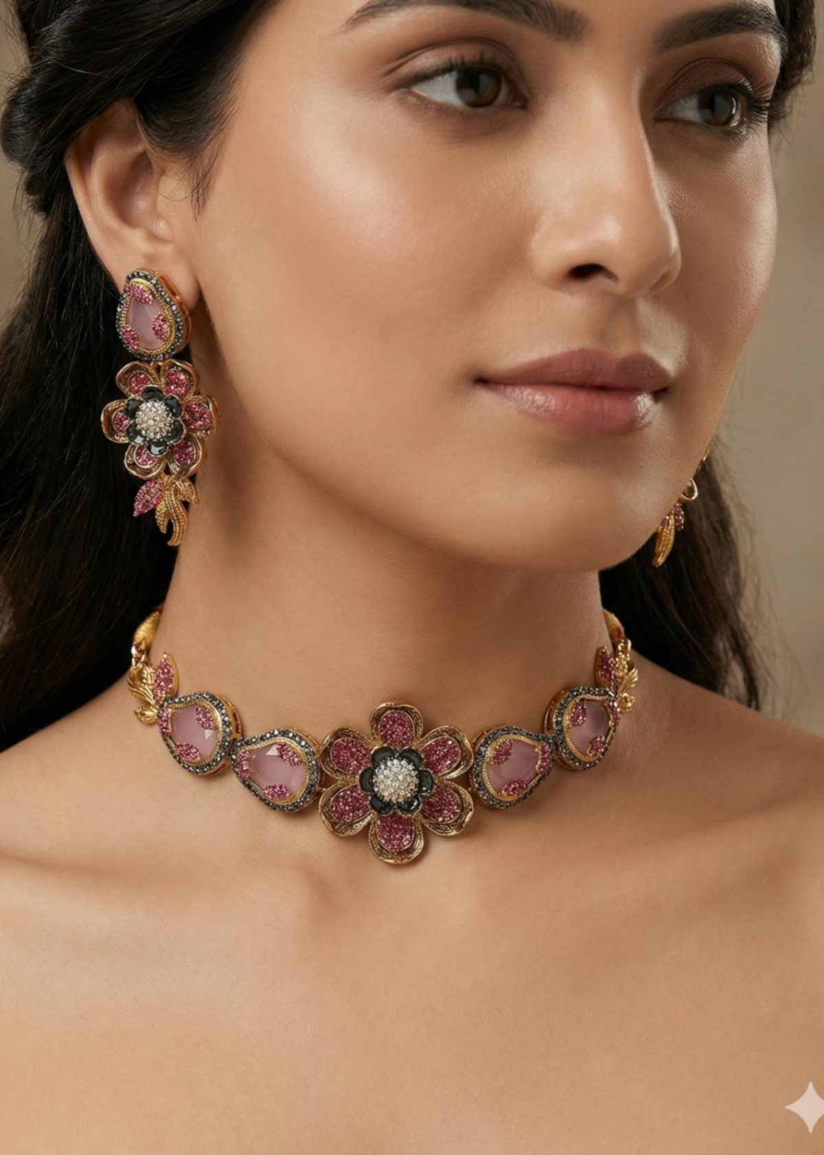 Shop the Amara Floral Choker from Zarosh Jewel