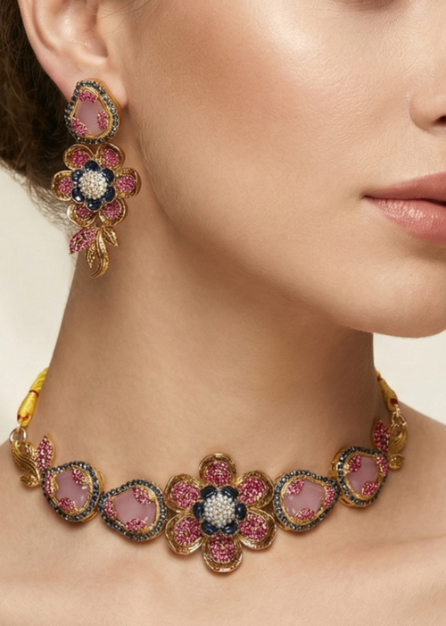 Shop the Amara Floral Choker from Zarosh Jewel