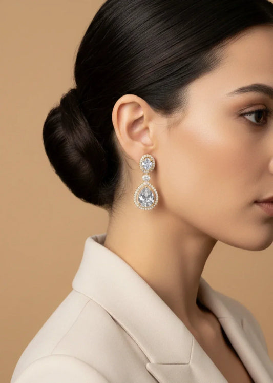 Anjum Teardrop Earrings by Zarosh Jewel