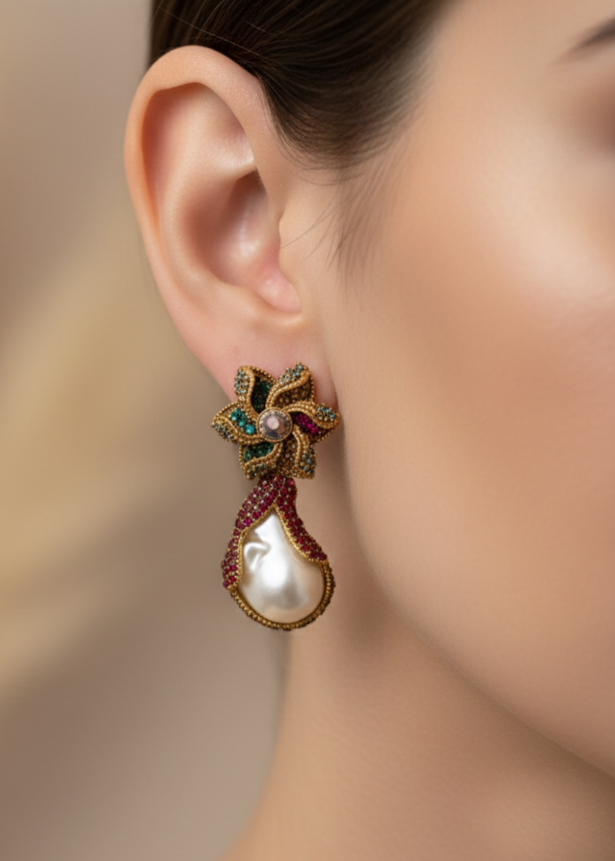 Shop the Areesha Floral Drops from Zarosh Jewel