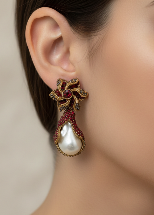 Shop the Areesha Floral Drops from Zarosh Jewel