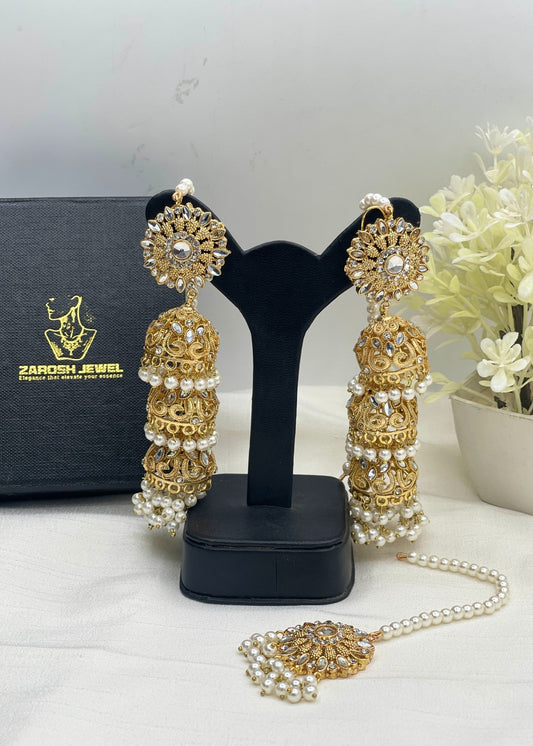 Shop the Asiyah Earrings with Tikka from Zarosh Jewel
