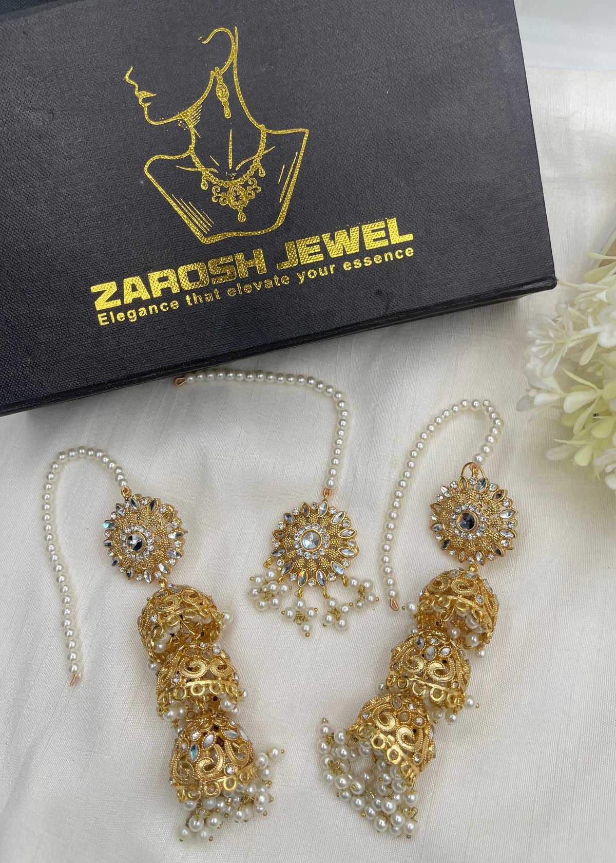 Shop the Asiyah Earrings with Tikka from Zarosh Jewel