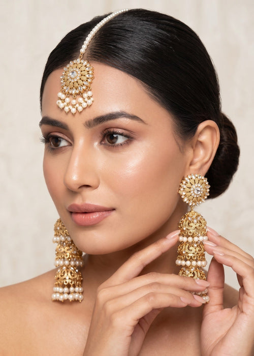 Shop the Asiyah Earrings with Tikka from Zarosh Jewel