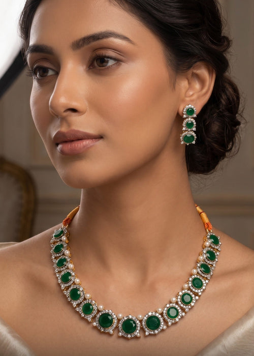 Atiya Heritage Necklace Set by Zarosh Jewel