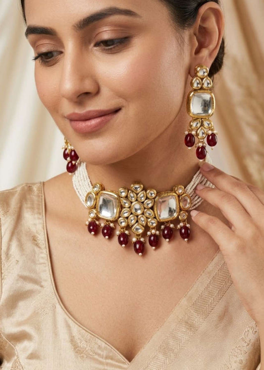 Bahar Kundan Choker Set by Zarosh Jewel