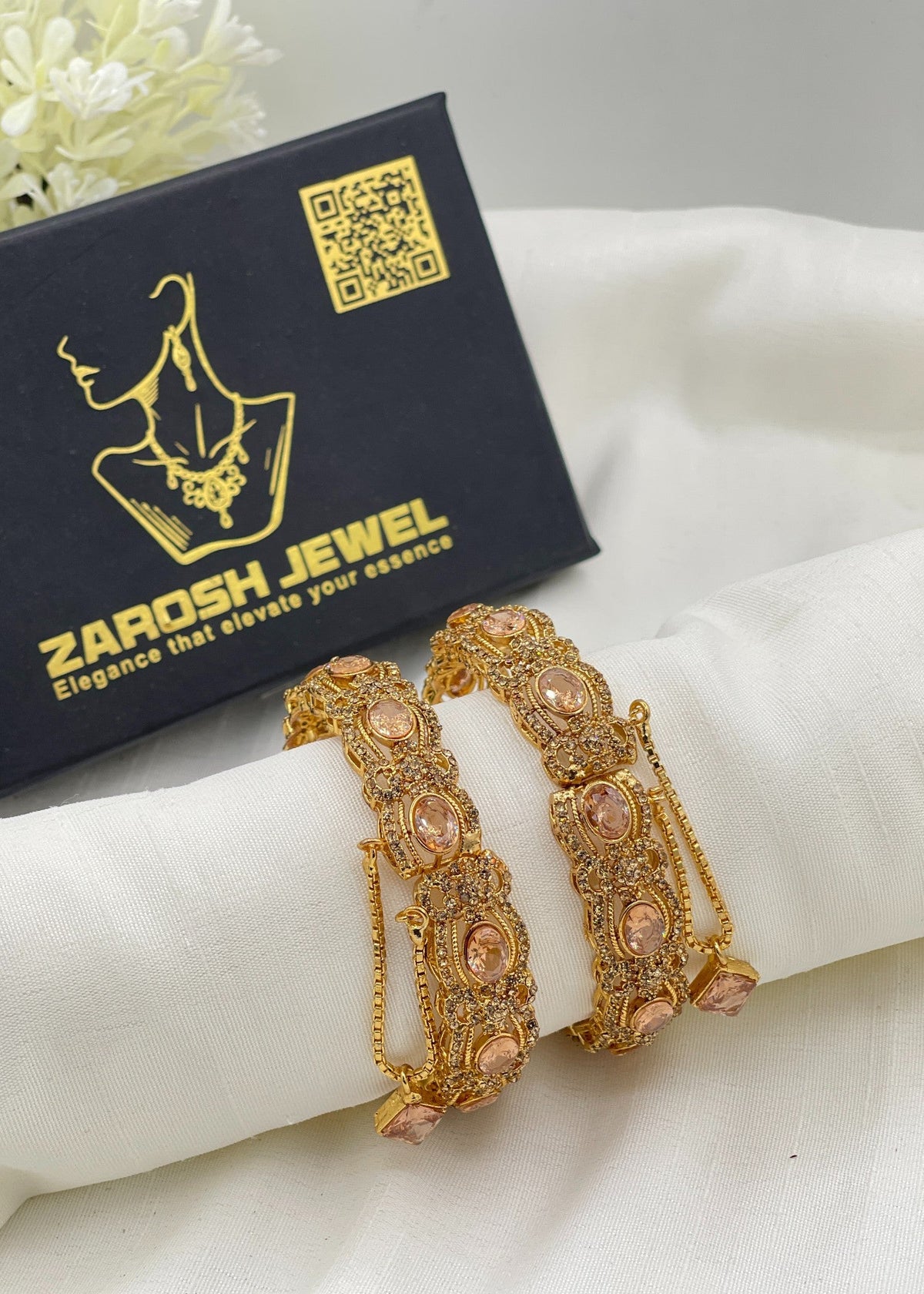 Bina Openable Bangle Set by Zarosh Jewel