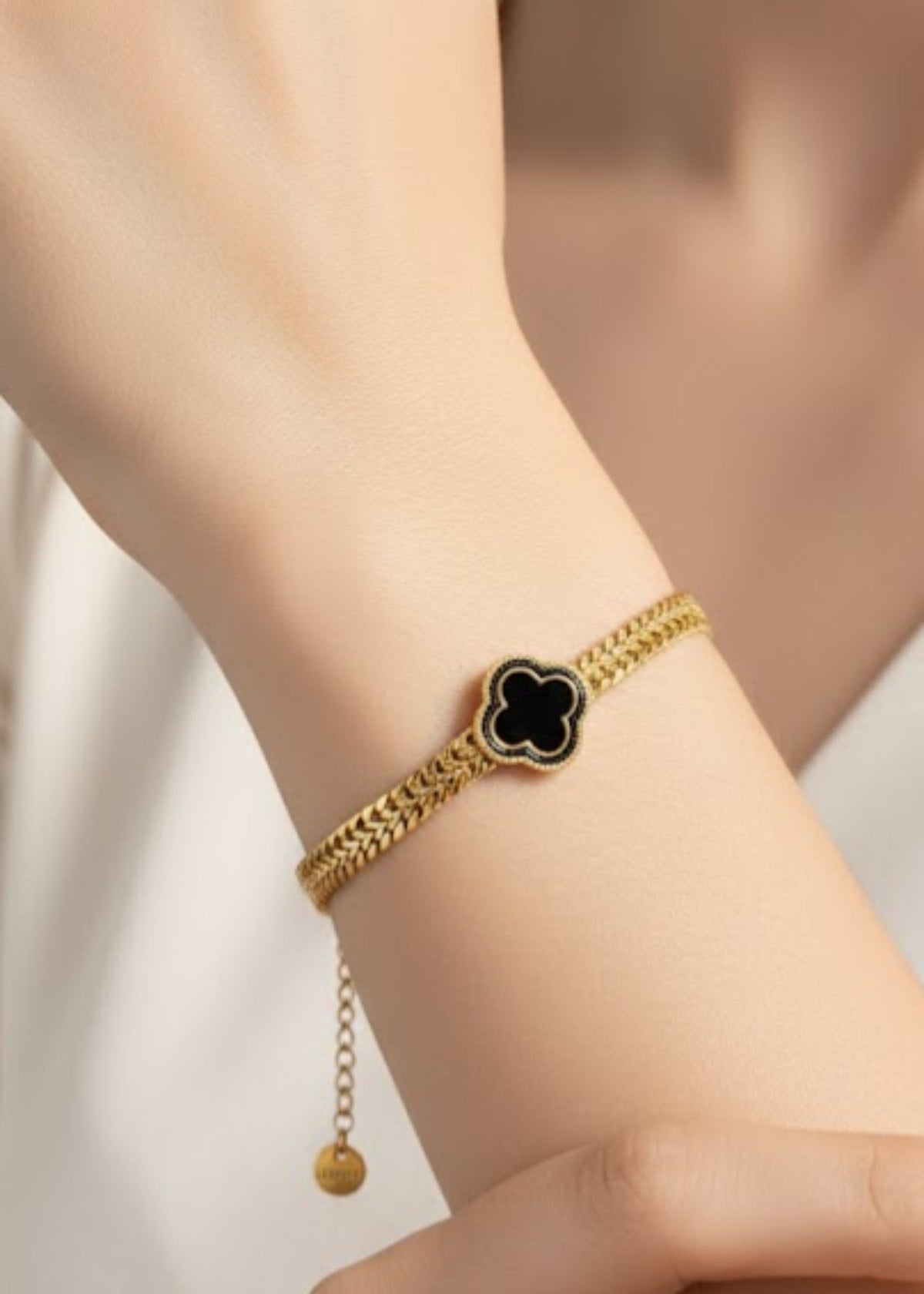 Black Clover Gold Bracelet by Zarosh Jewel