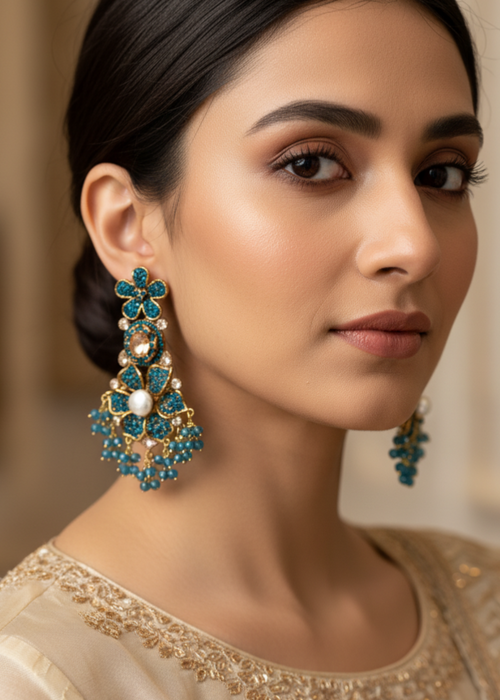 Shop the Bridal Pearl Floral Earring from Zarosh Jewel