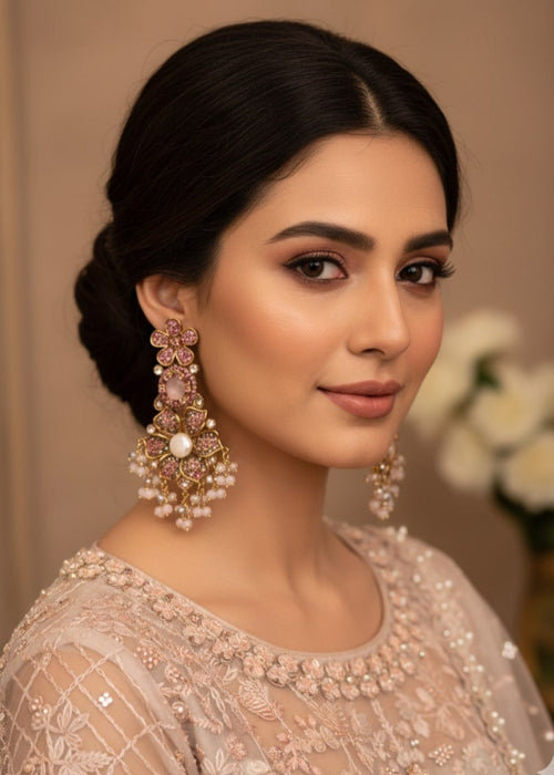Shop the Bridal Pearl Floral Earring from Zarosh Jewel