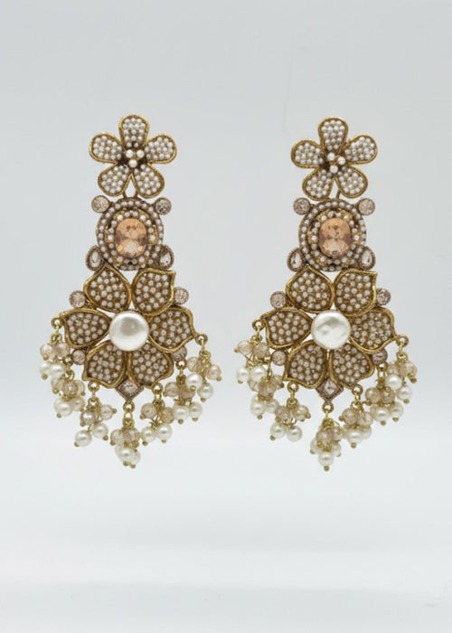 Shop the Bridal Pearl Floral Earring from Zarosh Jewel