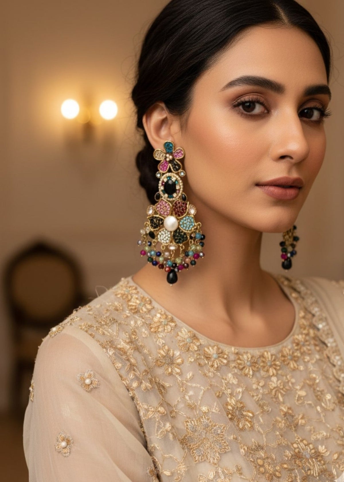 Shop the Bridal Pearl Floral Earring from Zarosh Jewel