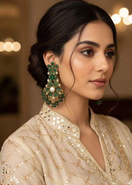 Shop the Bridal Pearl Floral Earring from Zarosh Jewel
