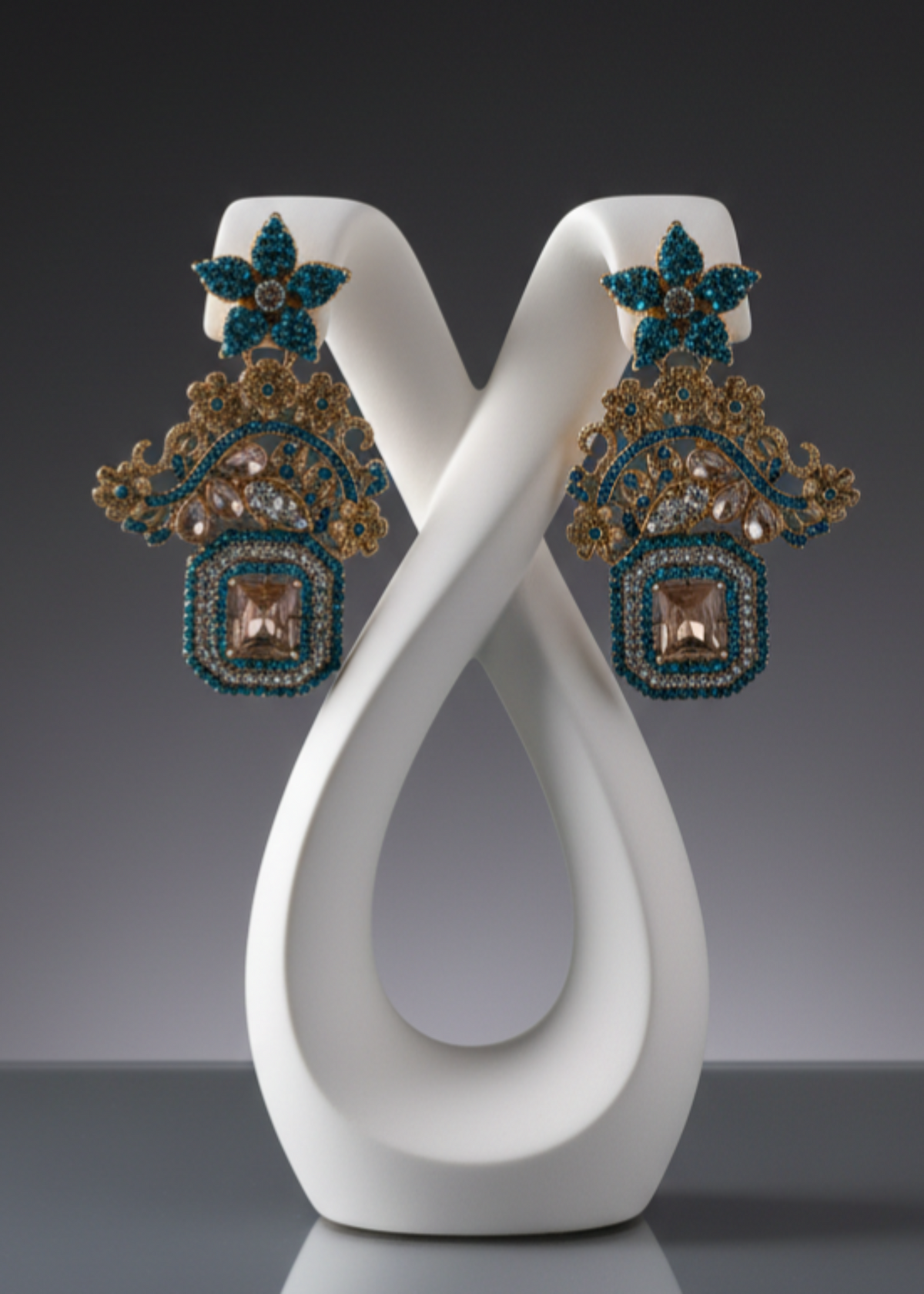 Shop the Celeste Radiant Drop Earrings from Zarosh Jewel