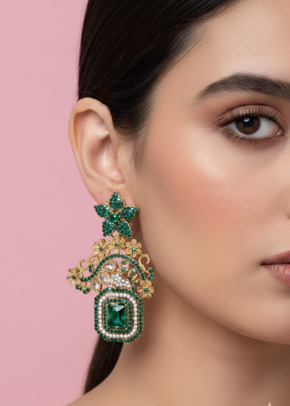 Shop the Celeste Radiant Drop Earrings from Zarosh Jewel