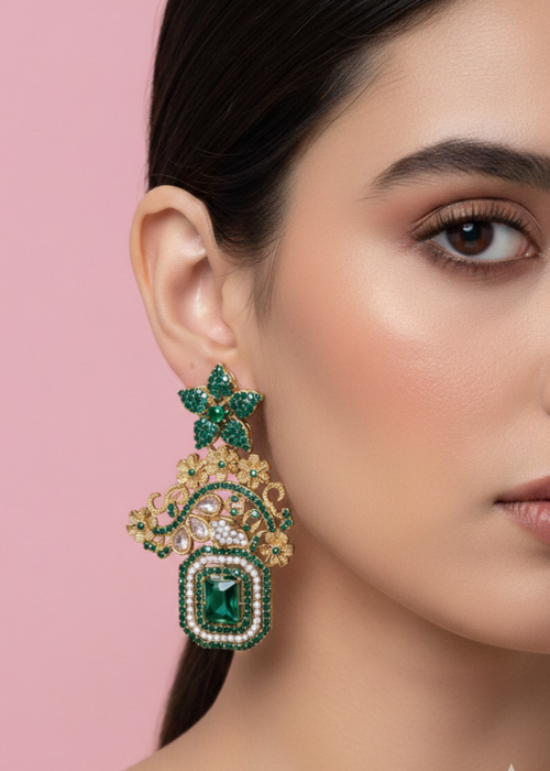 Shop the Celeste Radiant Drop Earrings from Zarosh Jewel