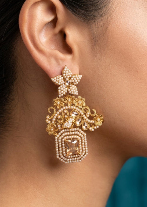 Shop the Celeste Radiant Drop Earrings from Zarosh Jewel