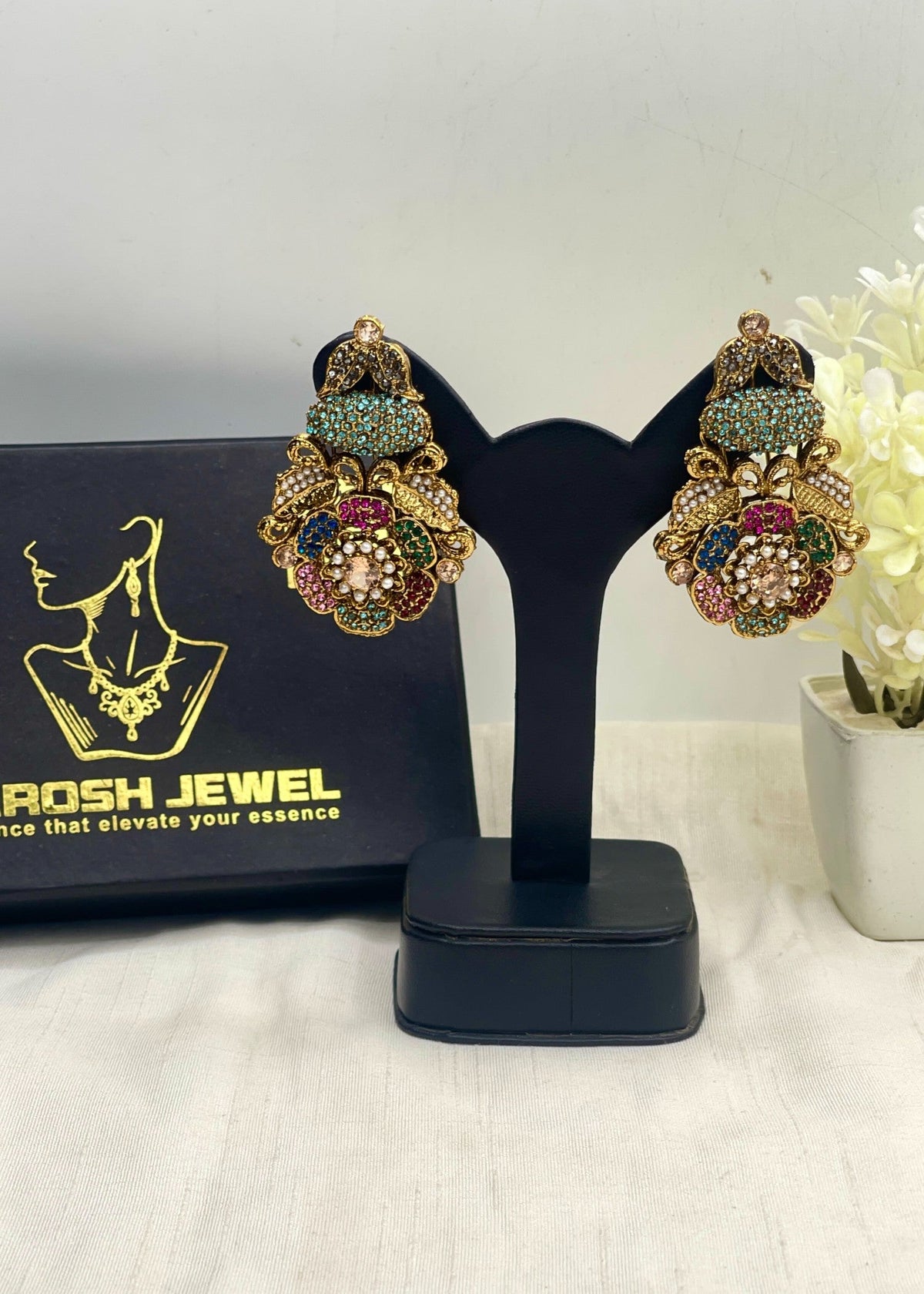 Shop the Dareen Heritage Statement Studs from Zarosh Jewel