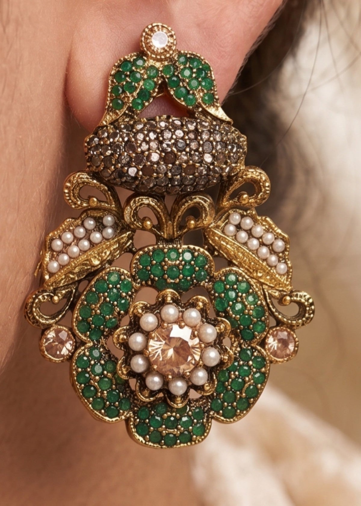 Shop the Dareen Heritage Statement Studs from Zarosh Jewel