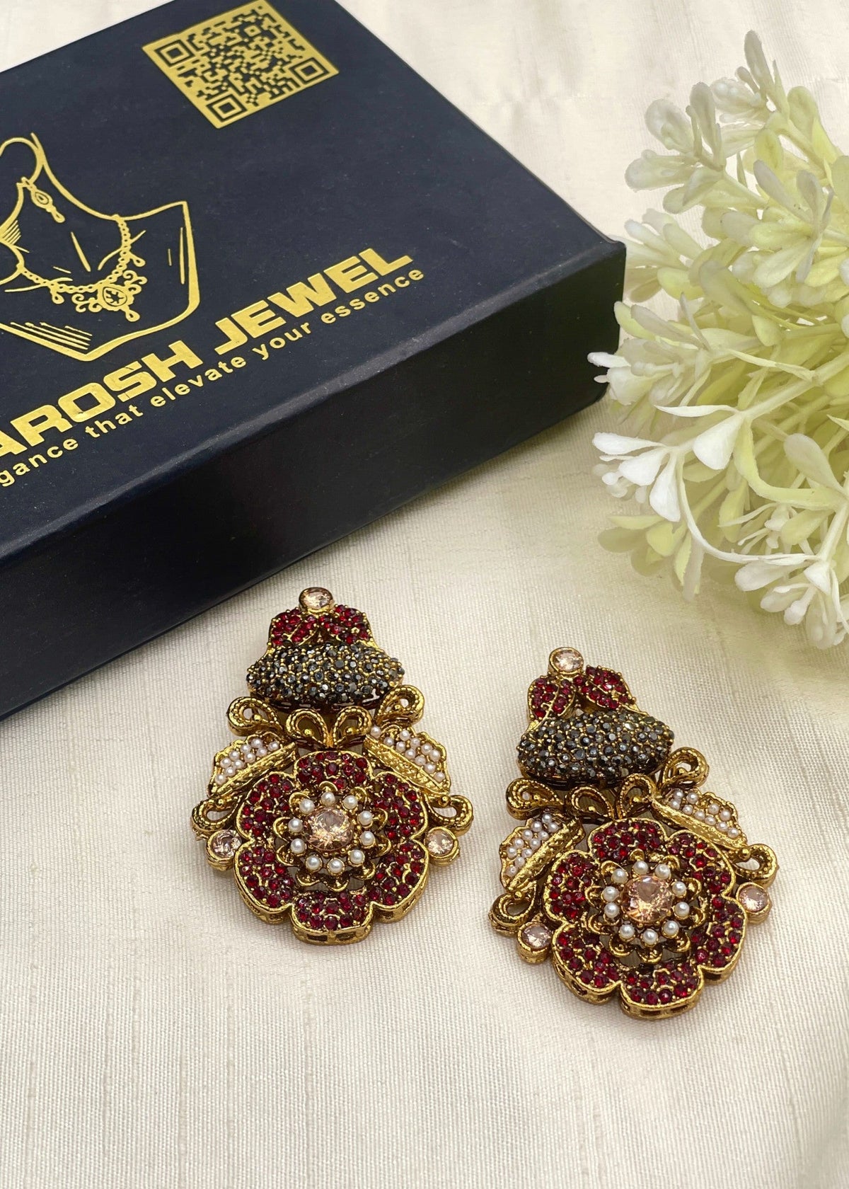 Shop the Dareen Heritage Statement Studs from Zarosh Jewel