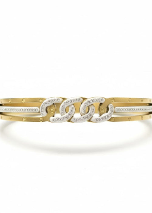 Shop the Dual Chain-Link Crystal Gold Bracelet from Zarosh Jewel