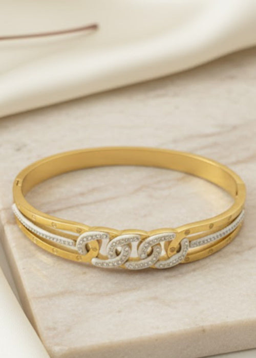 Shop the Dual Chain-Link Crystal Gold Bracelet from Zarosh Jewel