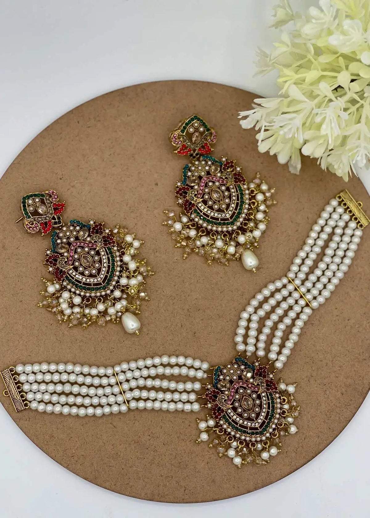 Shop the Elaris Regal Pearl Choker Set from Zarosh Jewel