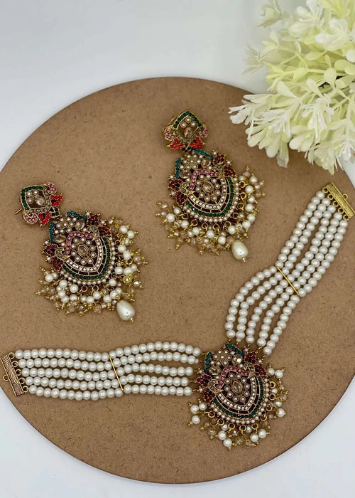 Shop the Elaris Regal Pearl Choker Set from Zarosh Jewel