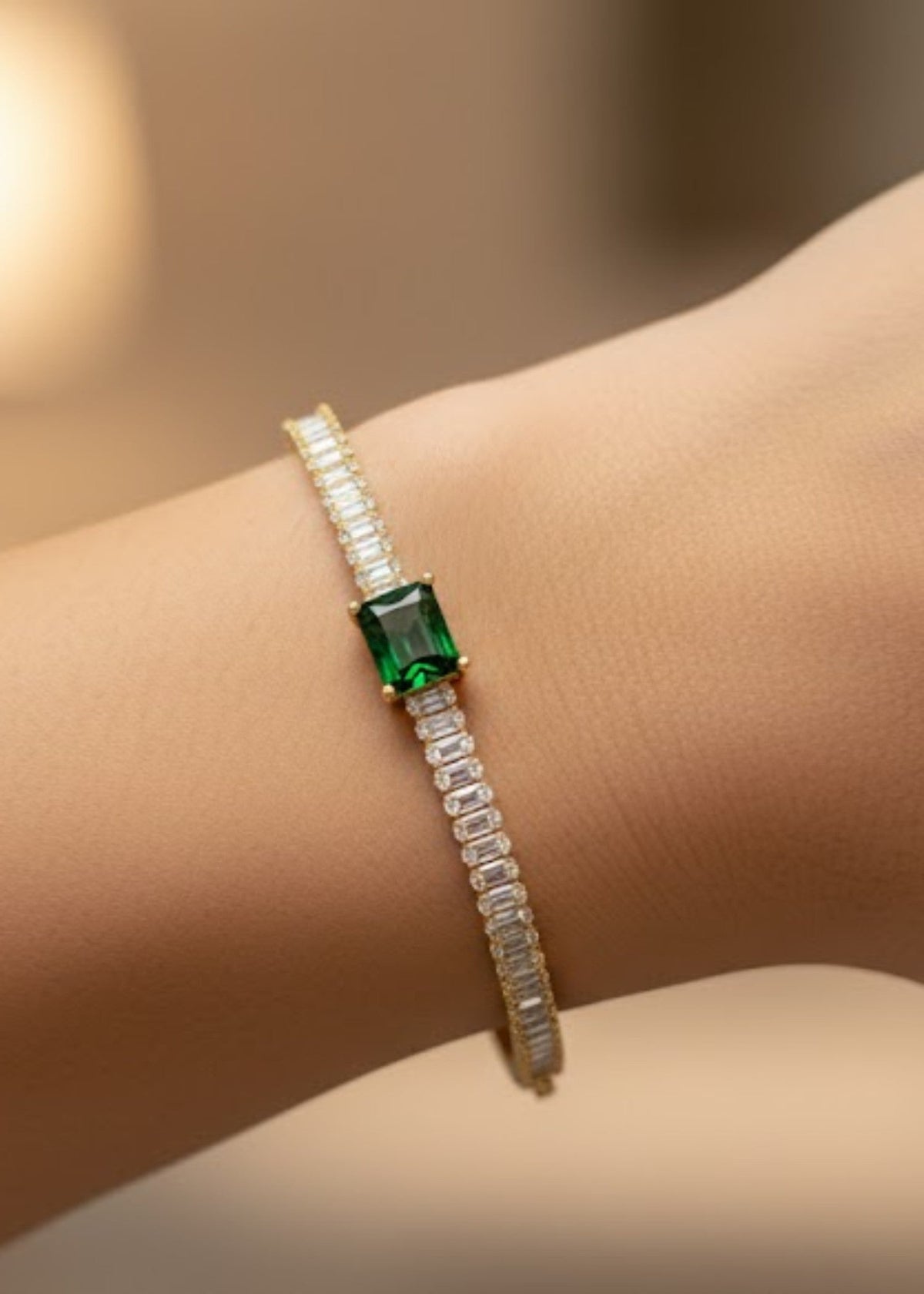 Emerald Glow Gold Bracelet by Zarosh Jewel